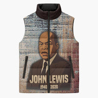 John Lewis Sleeveless Puffer Jacket with Freedom Quote Graphic Civil Rights and Legacy Tribute - Wonder Print Shop