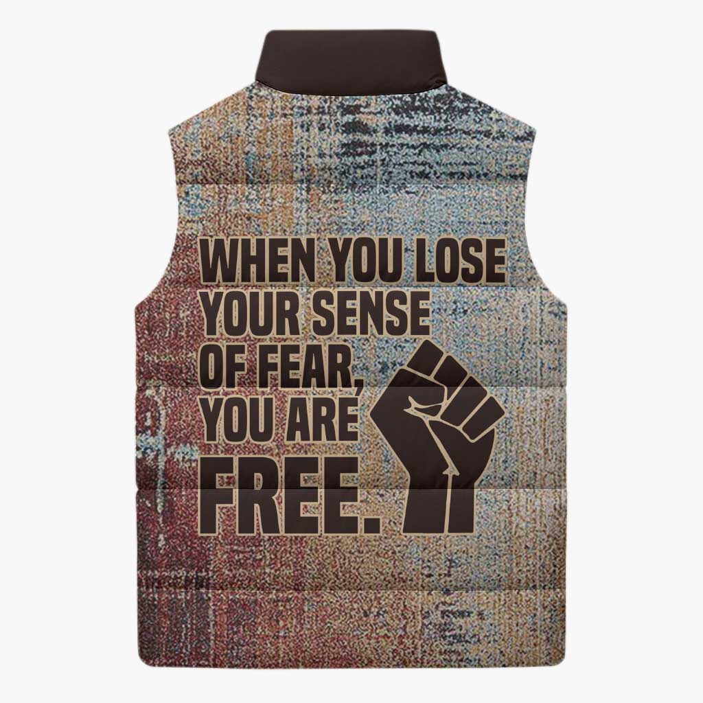John Lewis Sleeveless Puffer Jacket with Freedom Quote Graphic Civil Rights and Legacy Tribute - Wonder Print Shop
