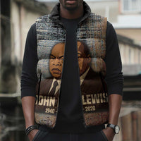 John Lewis Sleeveless Puffer Jacket with Freedom Quote Graphic Civil Rights and Legacy Tribute - Wonder Print Shop