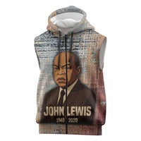 John Lewis Sleeveless Zip Hoodie with Freedom Quote Graphic Civil Rights and Legacy Tribute - Wonder Print Shop
