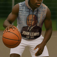 John Lewis Sleeveless Zip Hoodie with Freedom Quote Graphic Civil Rights and Legacy Tribute - Wonder Print Shop