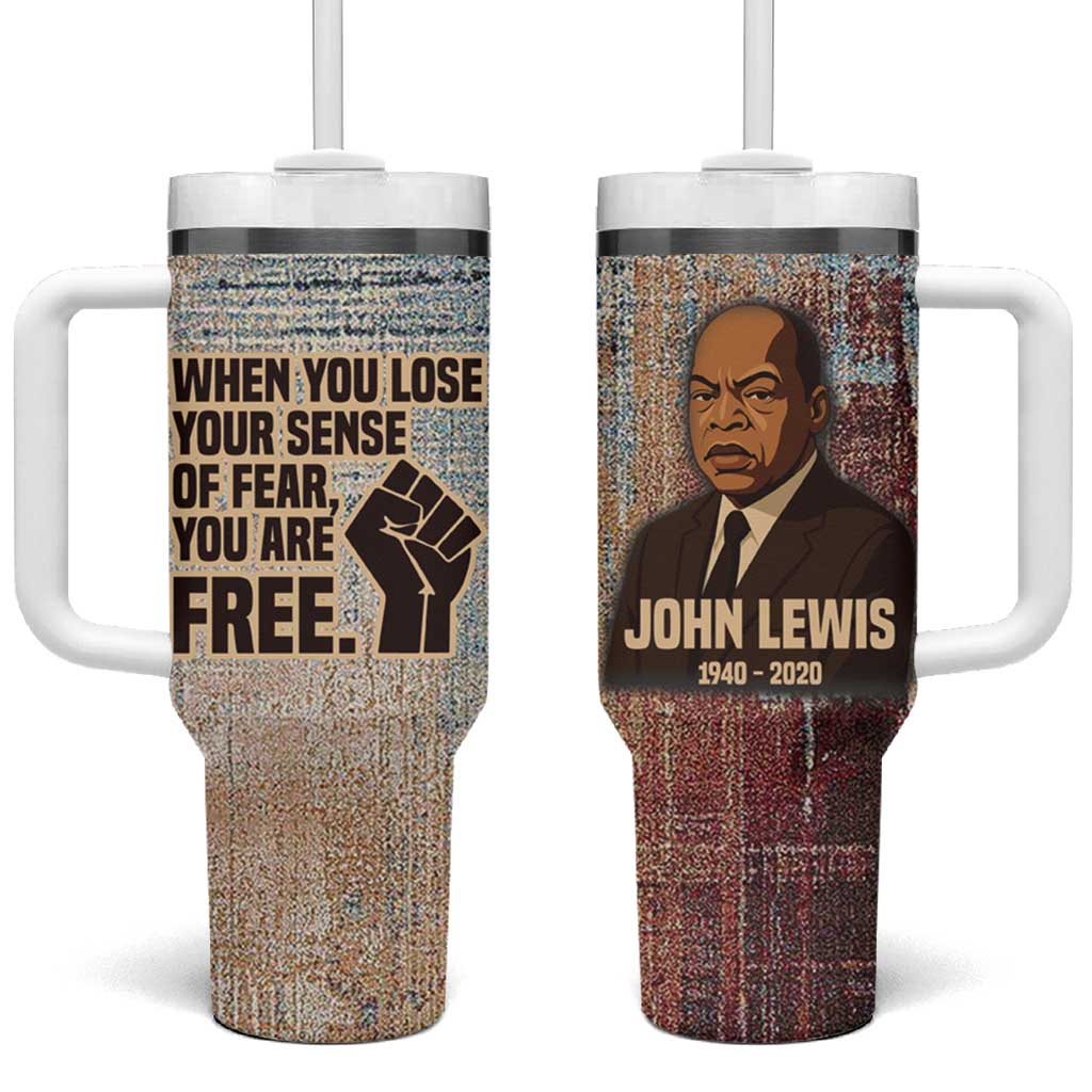 John Lewis Tumbler With Handle with Freedom Quote Graphic Civil Rights and Legacy Tribute - Wonder Print Shop