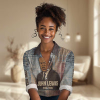 John Lewis Women Casual Shirt with Freedom Quote Graphic Civil Rights and Legacy Tribute - Wonder Print Shop
