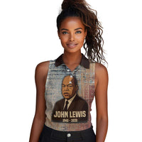John Lewis Women Sleeveless Polo Shirt with Freedom Quote Graphic Civil Rights and Legacy Tribute - Wonder Print Shop