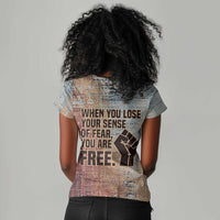 John Lewis Women V-Neck T-Shirt with Freedom Quote Graphic Civil Rights and Legacy Tribute - Wonder Print Shop