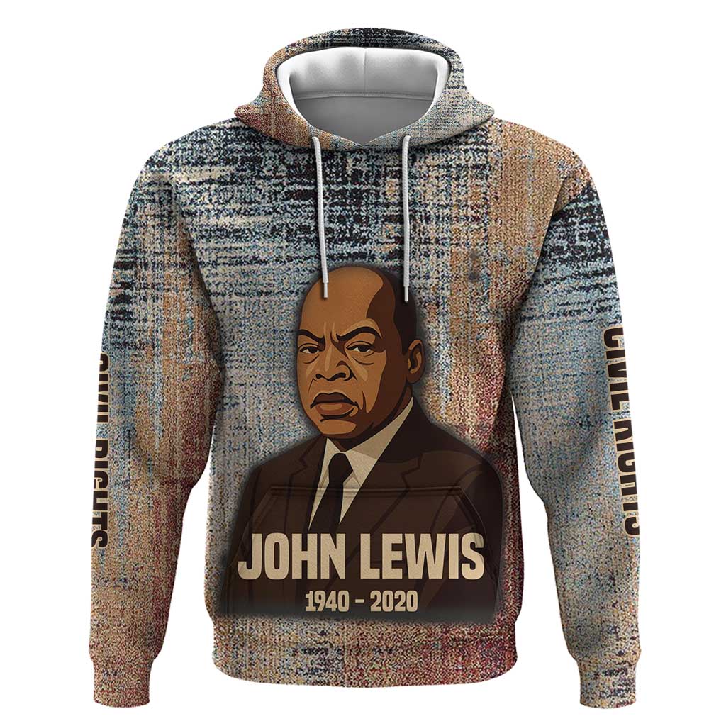 John Lewis Zip Hoodie with Freedom Quote Graphic Civil Rights and Legacy Tribute - Wonder Print Shop