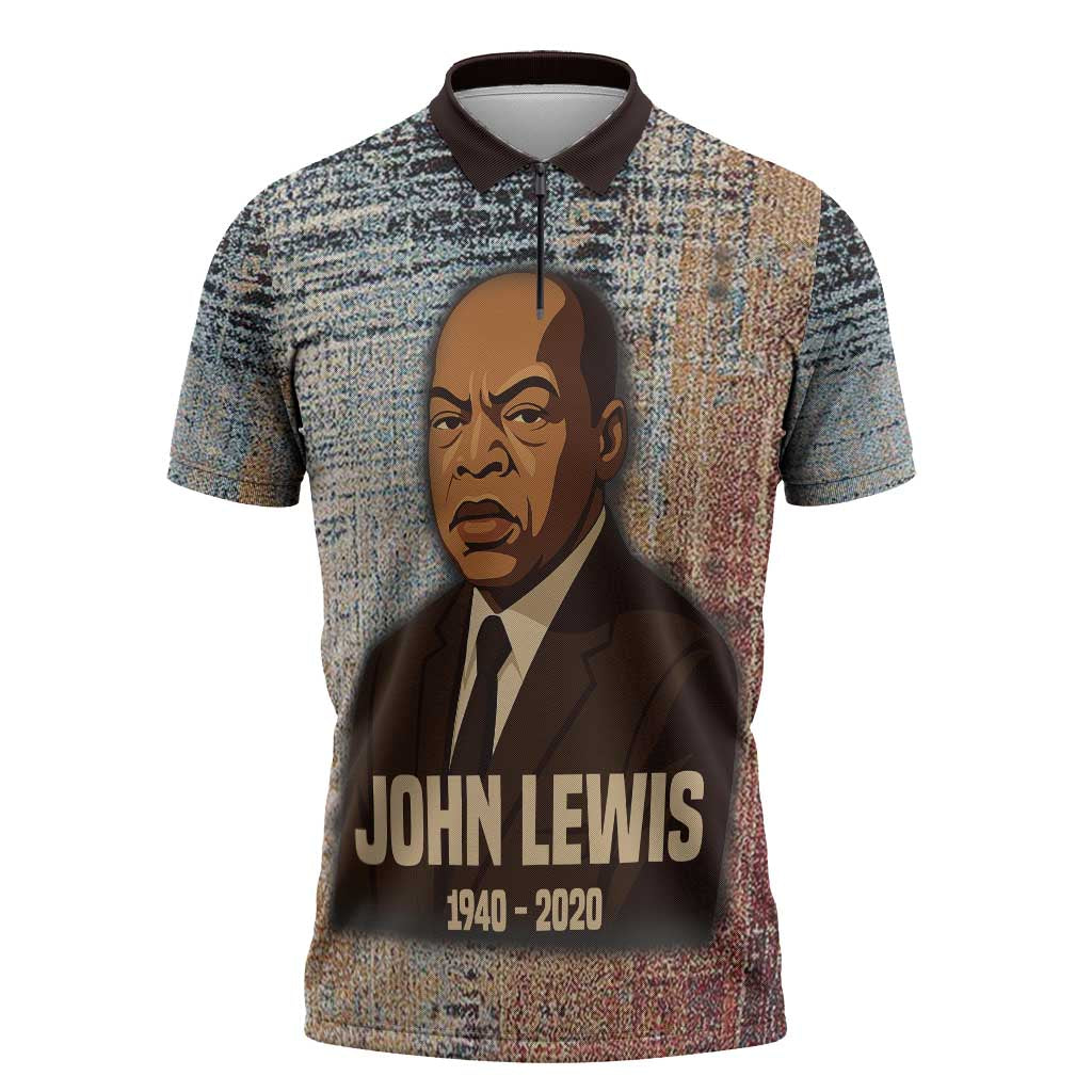 John Lewis Zipper Polo Shirt with Freedom Quote Graphic Civil Rights and Legacy Tribute - Wonder Print Shop