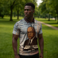 John Lewis Zipper Polo Shirt with Freedom Quote Graphic Civil Rights and Legacy Tribute - Wonder Print Shop