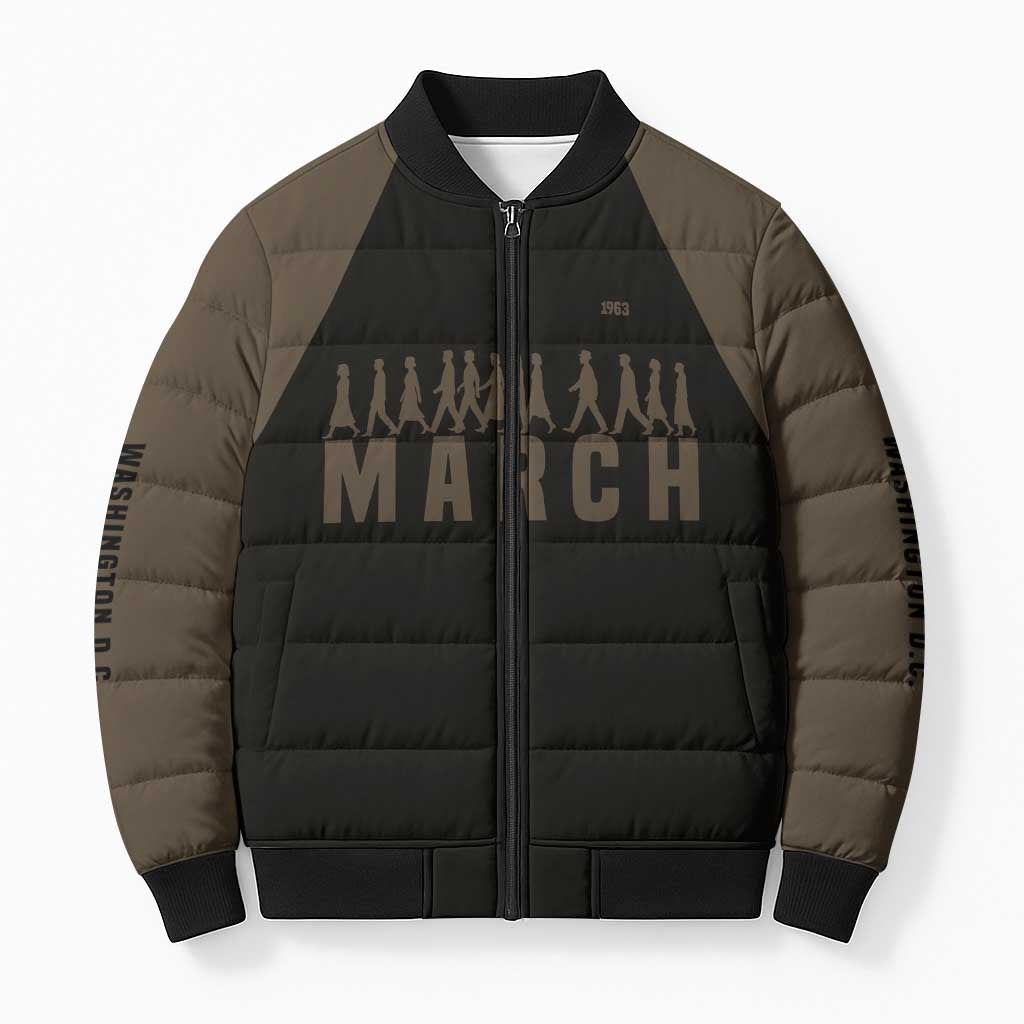 Bayard Rustin Bomber Puffer Jacket with March on Washington Design Civil Rights Organizer Tribute - Wonder Print Shop
