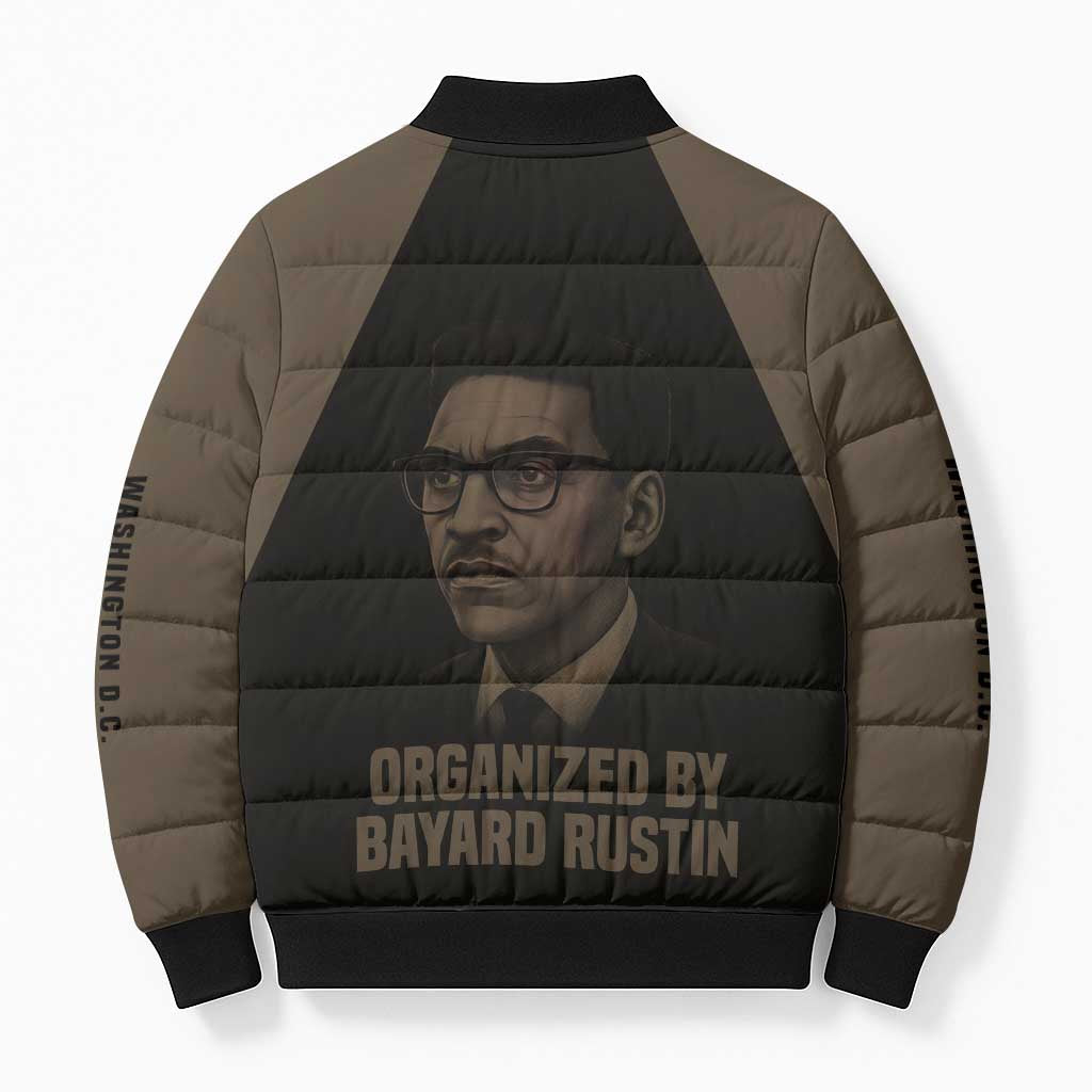 Bayard Rustin Bomber Puffer Jacket with March on Washington Design Civil Rights Organizer Tribute - Wonder Print Shop