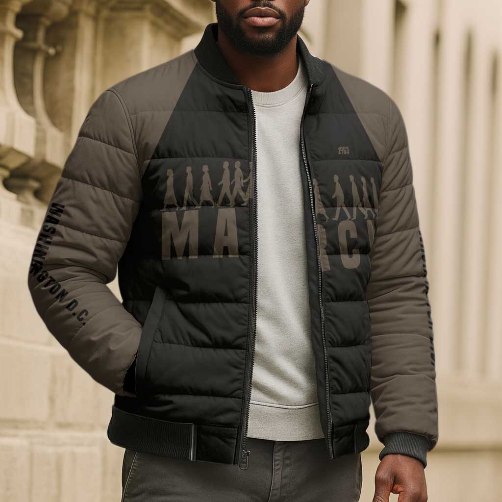 Bayard Rustin Bomber Puffer Jacket with March on Washington Design Civil Rights Organizer Tribute - Wonder Print Shop