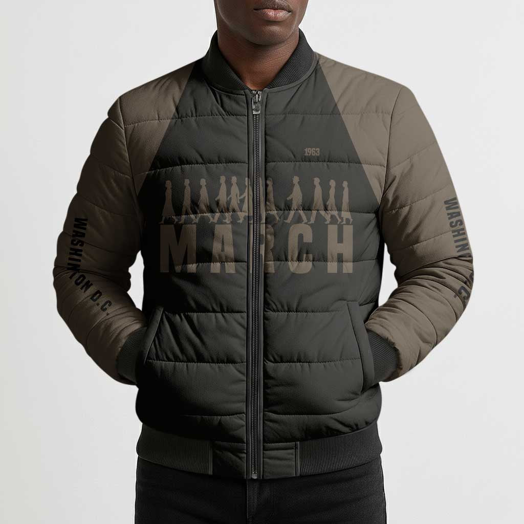 Bayard Rustin Bomber Puffer Jacket with March on Washington Design Civil Rights Organizer Tribute - Wonder Print Shop