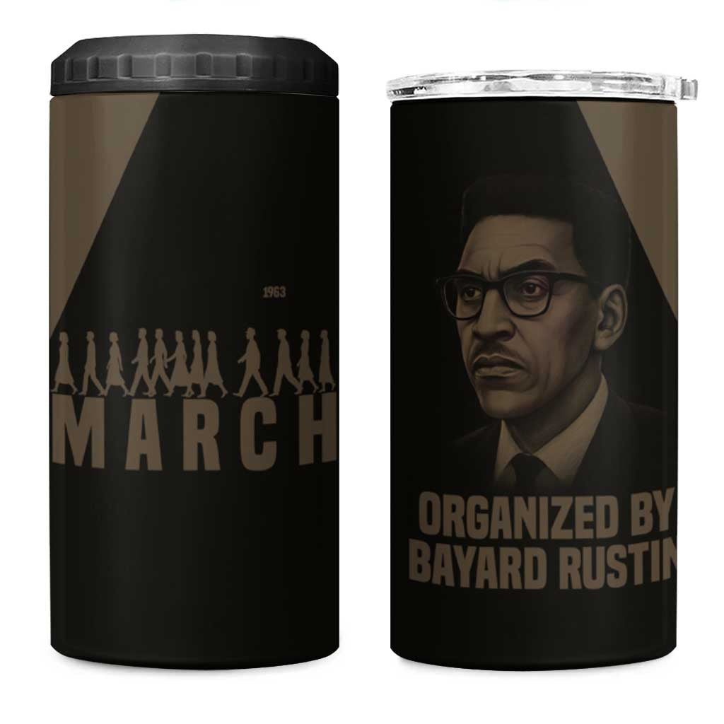 Bayard Rustin 4 in 1 Can Cooler Tumbler with March on Washington Design Civil Rights Organizer Tribute - Wonder Print Shop