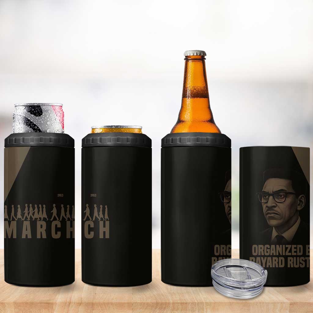 Bayard Rustin 4 in 1 Can Cooler Tumbler with March on Washington Design Civil Rights Organizer Tribute - Wonder Print Shop