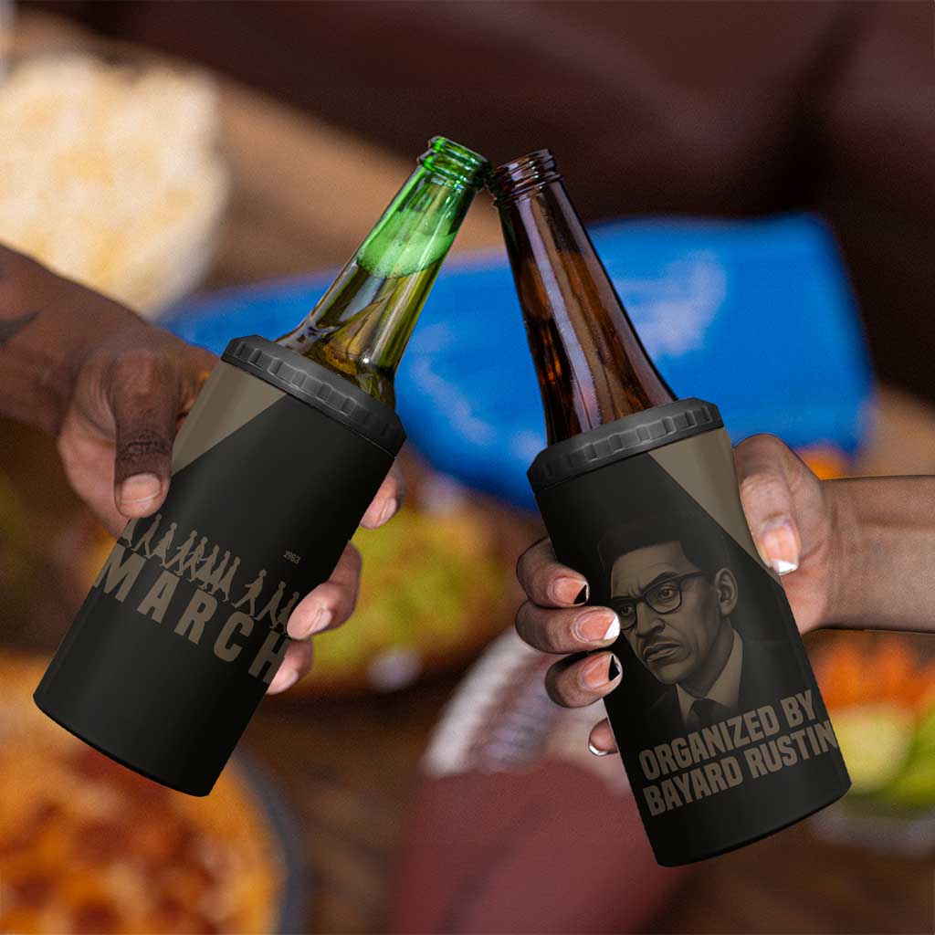 Bayard Rustin 4 in 1 Can Cooler Tumbler with March on Washington Design Civil Rights Organizer Tribute - Wonder Print Shop