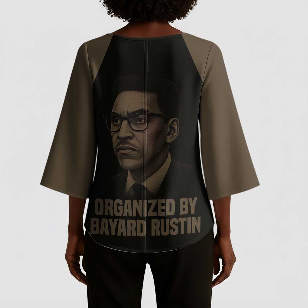 Bayard Rustin Kimono Sleeve Blouse with March on Washington Design Civil Rights Organizer Tribute - Wonder Print Shop