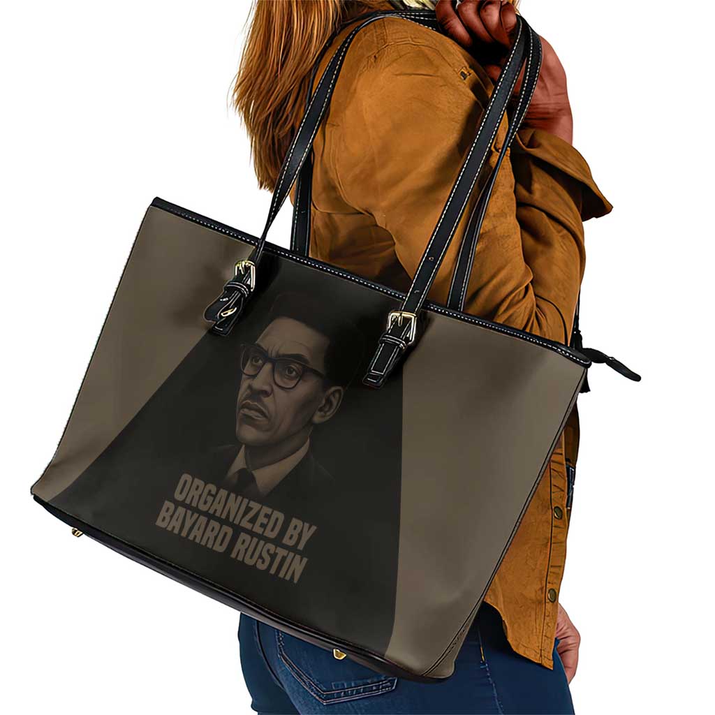 Bayard Rustin Leather Tote Bag with March on Washington Design Civil Rights Organizer Tribute - Wonder Print Shop