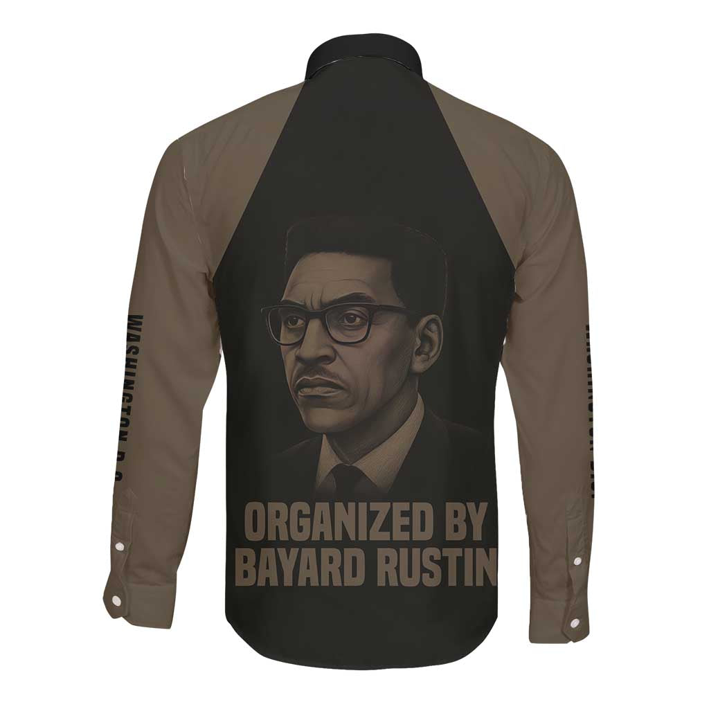 Bayard Rustin Long Sleeve Button Shirt with March on Washington Design Civil Rights Organizer Tribute - Wonder Print Shop