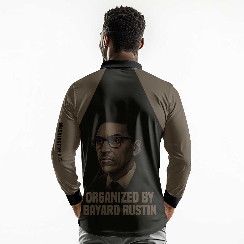 Bayard Rustin Long Sleeve Polo Shirt with March on Washington Design Civil Rights Organizer Tribute - Wonder Print Shop
