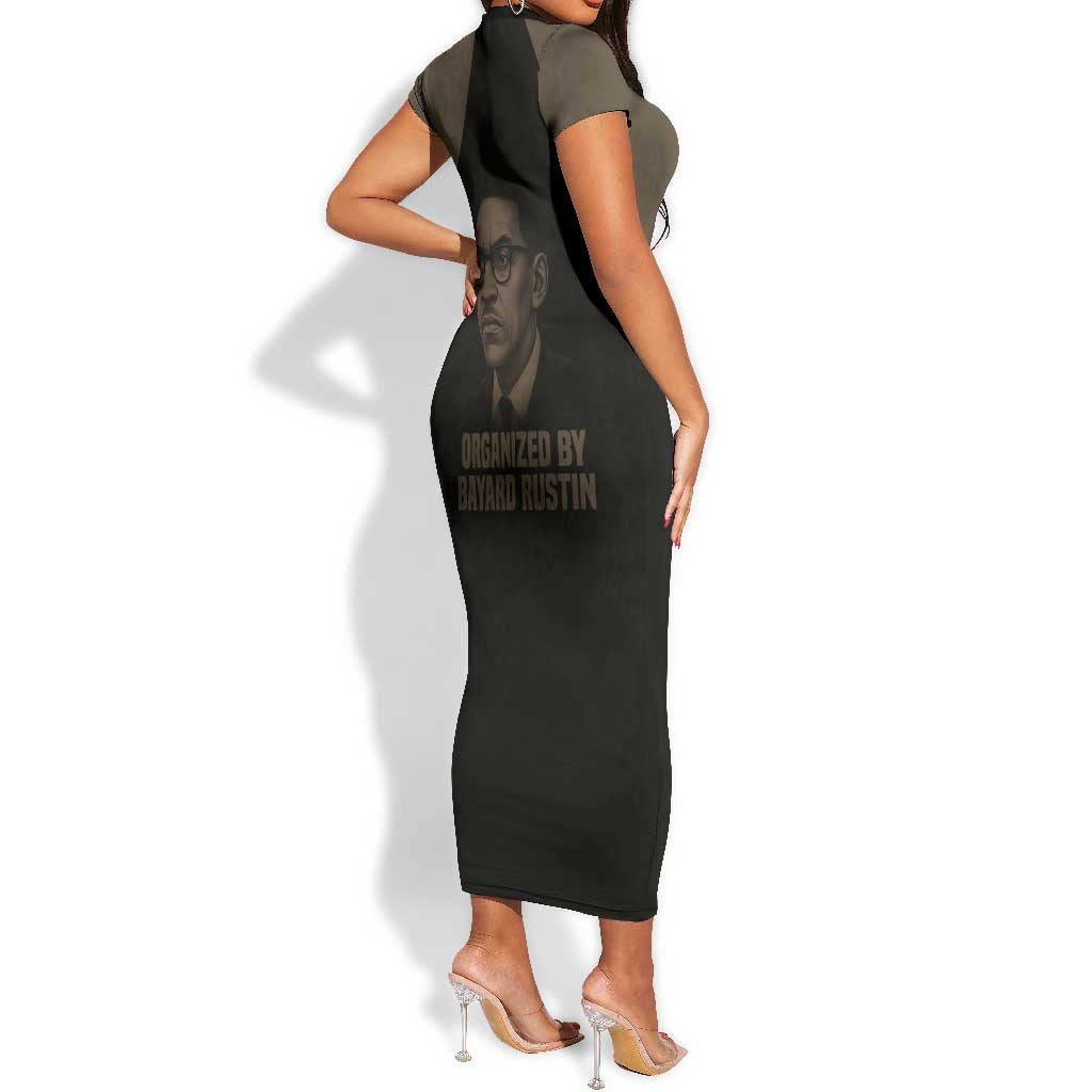 Bayard Rustin Short Sleeve Bodycon Dress with March on Washington Design Civil Rights Organizer Tribute - Wonder Print Shop