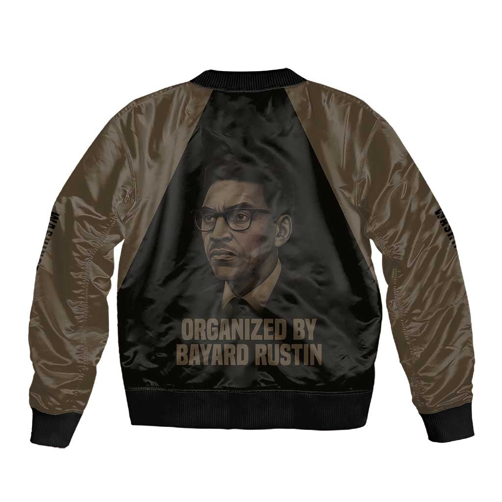 Bayard Rustin Sleeve Zip Bomber Jacket with March on Washington Design Civil Rights Organizer Tribute - Wonder Print Shop