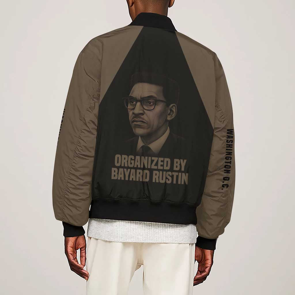 Bayard Rustin Sleeve Zip Bomber Jacket with March on Washington Design Civil Rights Organizer Tribute - Wonder Print Shop