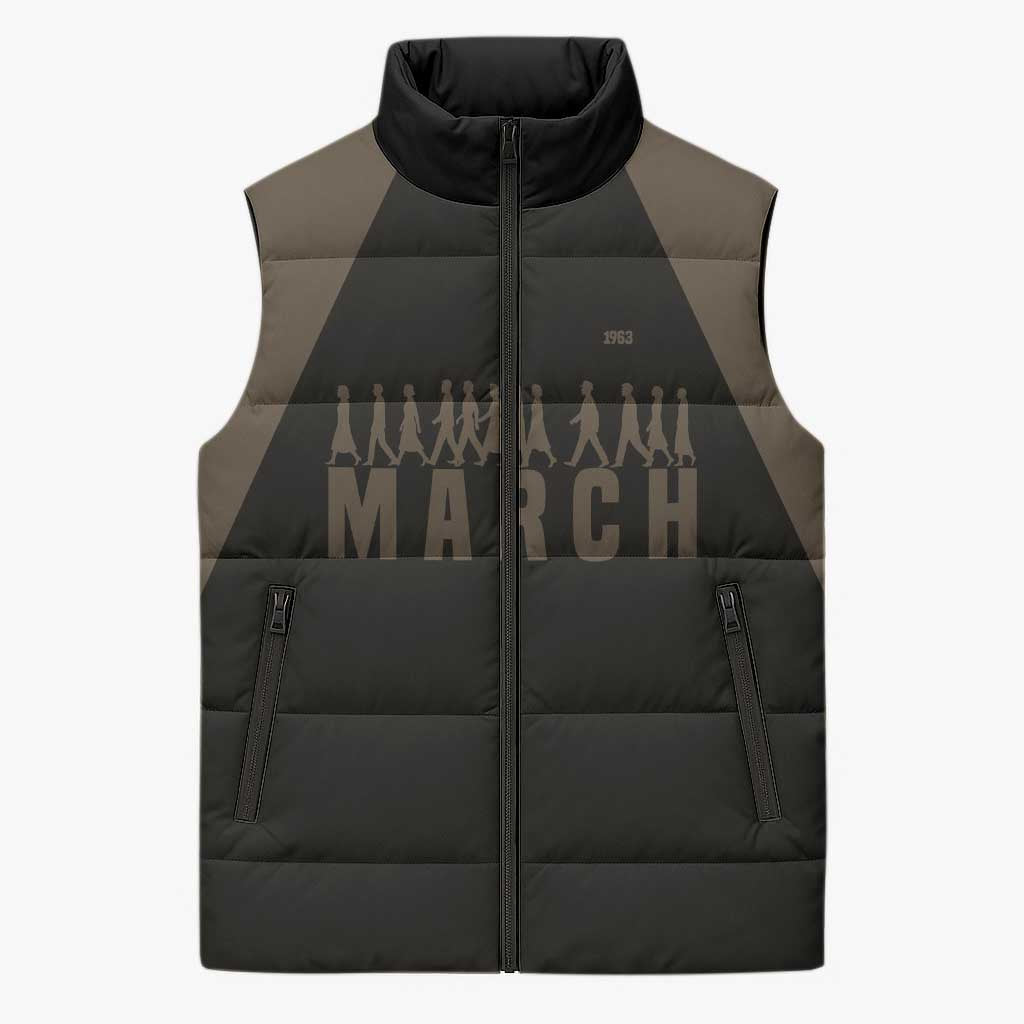 Bayard Rustin Sleeveless Puffer Jacket with March on Washington Design Civil Rights Organizer Tribute - Wonder Print Shop