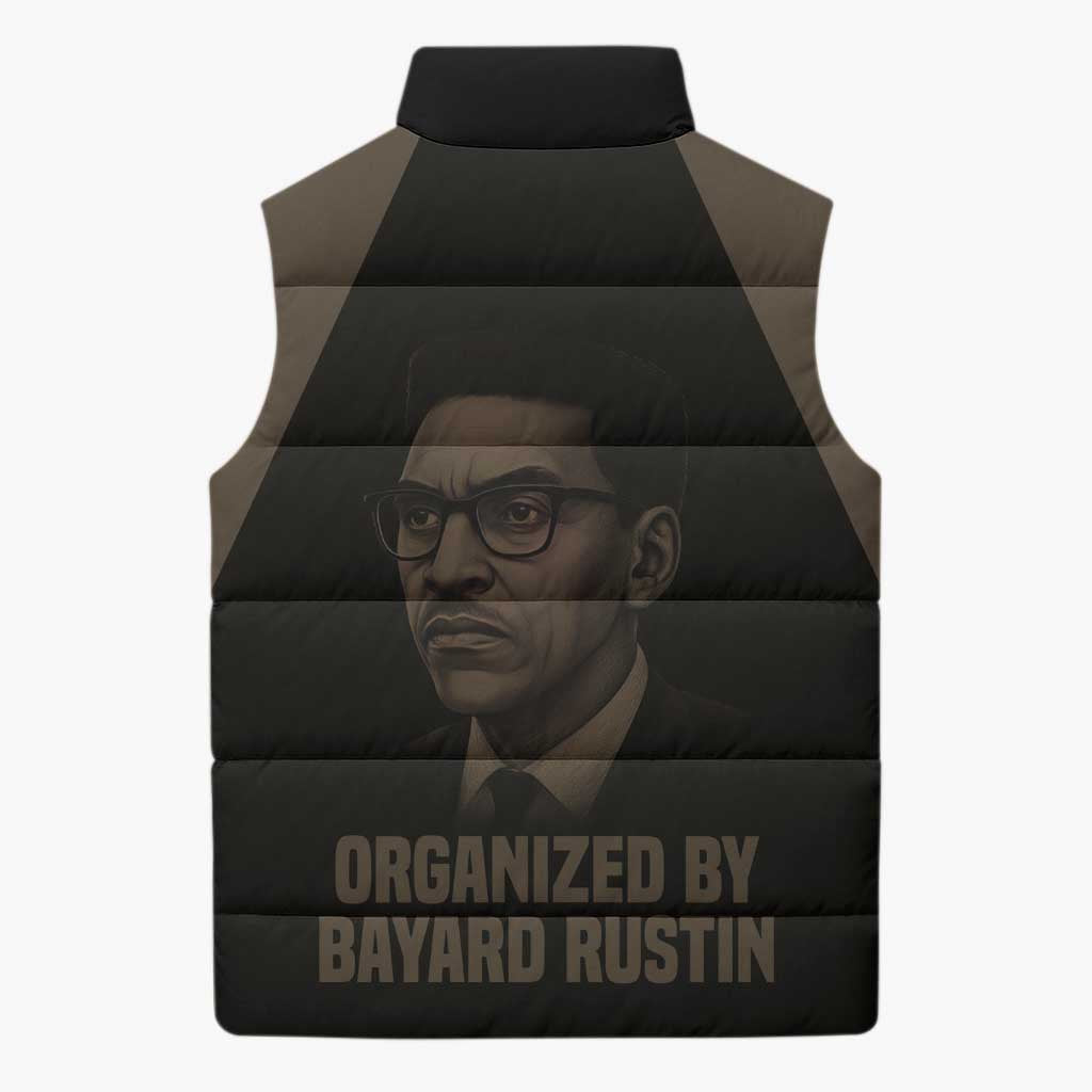 Bayard Rustin Sleeveless Puffer Jacket with March on Washington Design Civil Rights Organizer Tribute - Wonder Print Shop