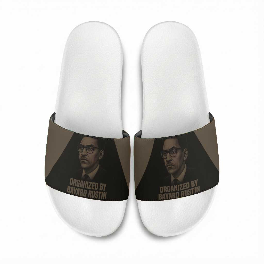 Bayard Rustin Slide Sandals with March on Washington Design Civil Rights Organizer Tribute - Wonder Print Shop