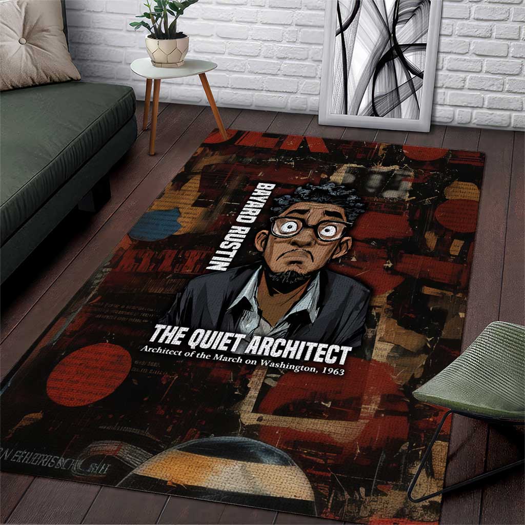 Bayard Rustin Area Rug with Quiet Architect Design Strategy and Courage Civil Rights Tribute - Wonder Print Shop