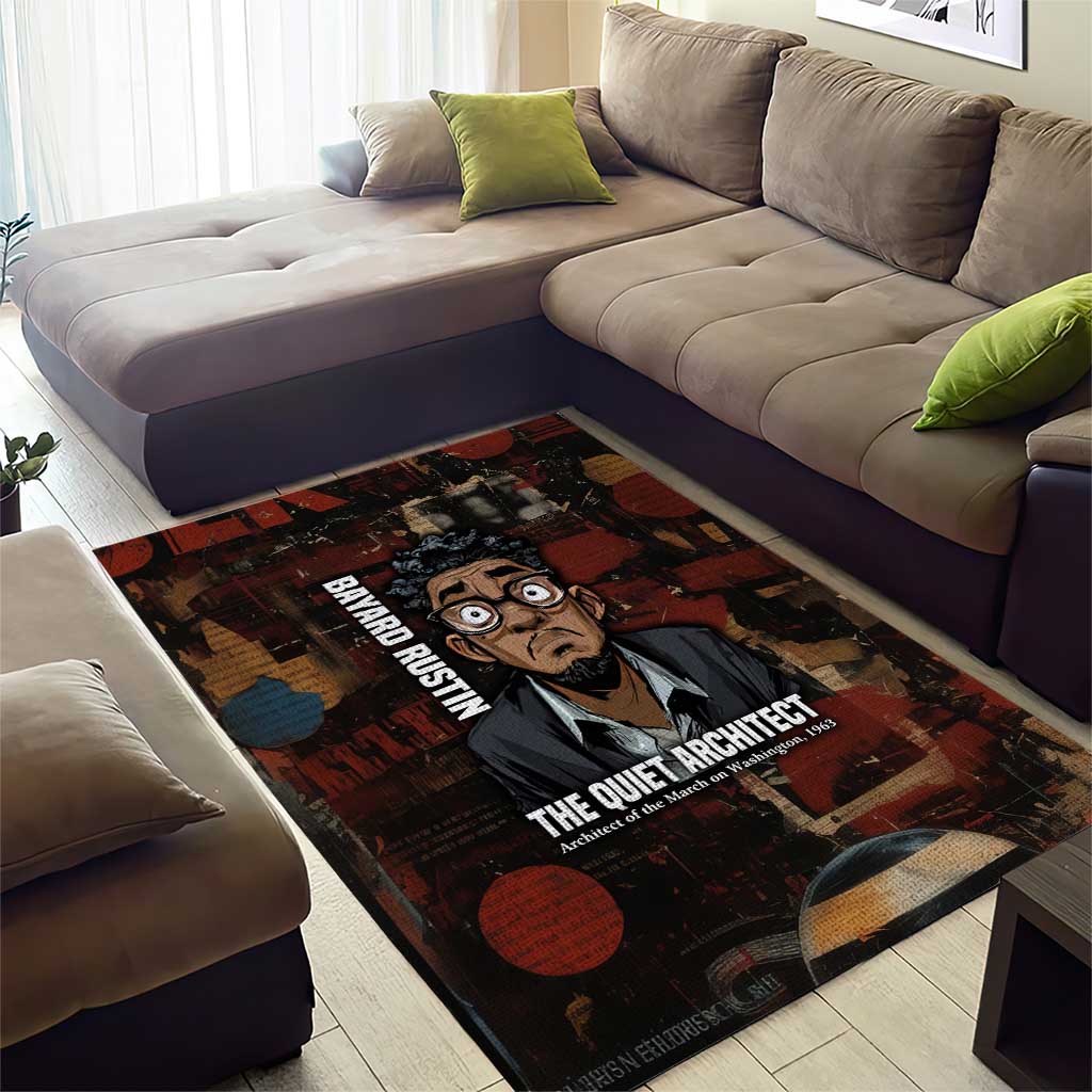Bayard Rustin Area Rug with Quiet Architect Design Strategy and Courage Civil Rights Tribute - Wonder Print Shop