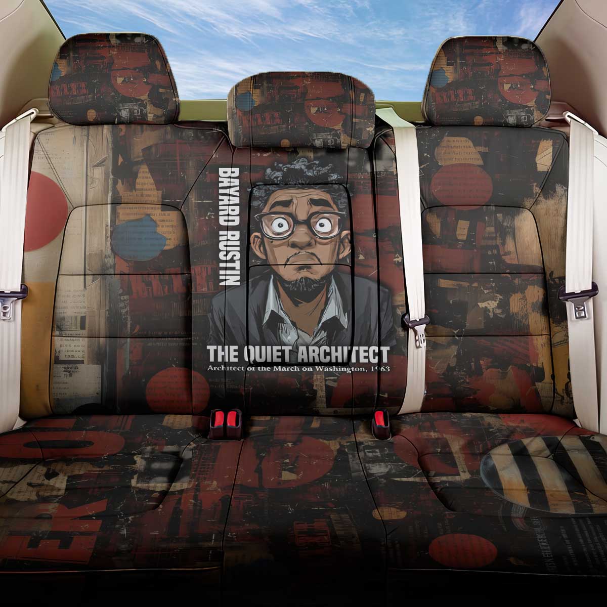 Bayard Rustin Back Car Seat Cover with Quiet Architect Design Strategy and Courage Civil Rights Tribute - Wonder Print Shop