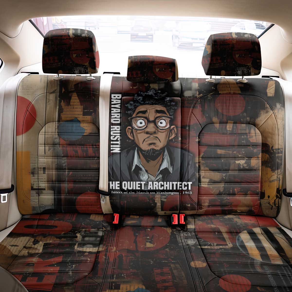 Bayard Rustin Back Car Seat Cover with Quiet Architect Design Strategy and Courage Civil Rights Tribute - Wonder Print Shop
