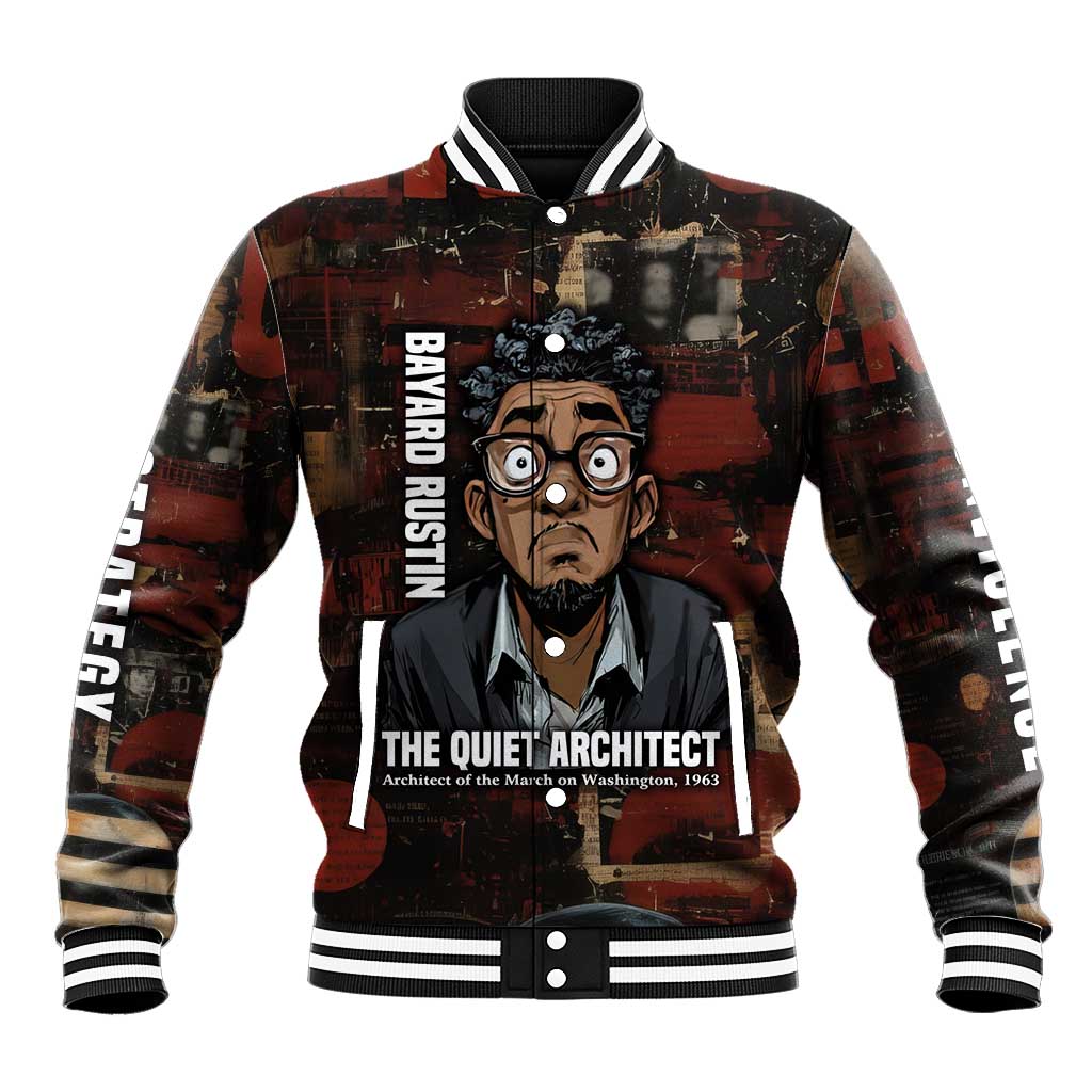 Bayard Rustin Baseball Jacket with Quiet Architect Design Strategy and Courage Civil Rights Tribute - Wonder Print Shop
