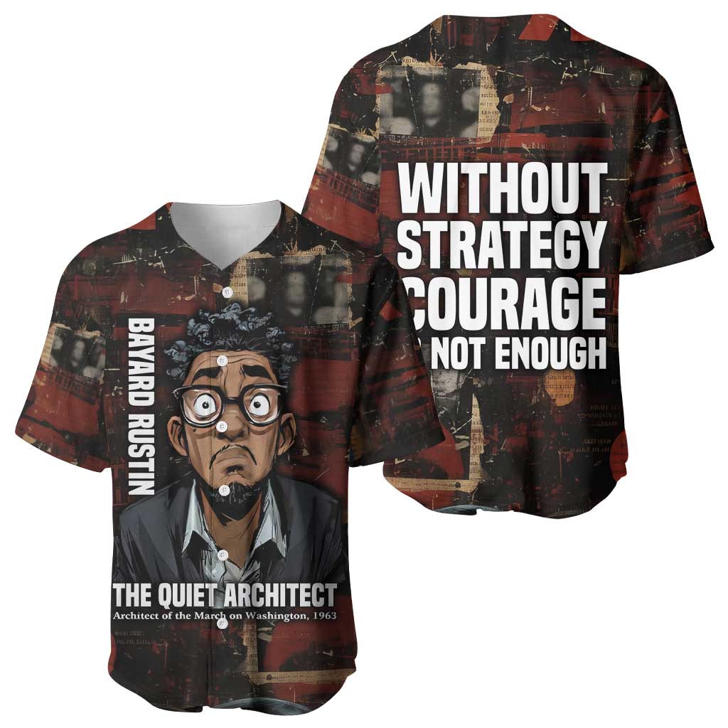 Bayard Rustin Baseball Jersey with Quiet Architect Design Strategy and Courage Civil Rights Tribute - Wonder Print Shop