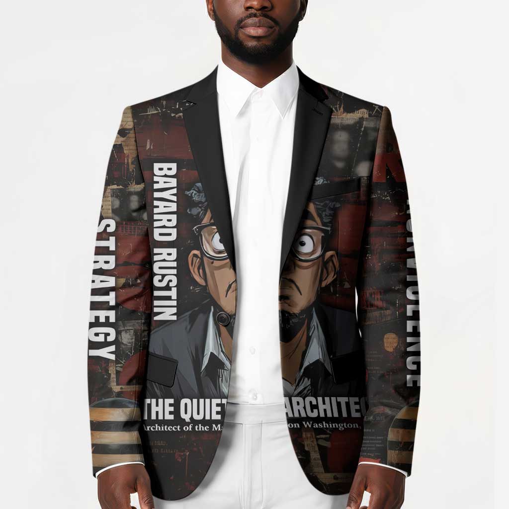 Bayard Rustin Blazer with Quiet Architect Design Strategy and Courage Civil Rights Tribute - Wonder Print Shop