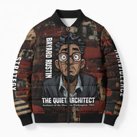 Bayard Rustin Bomber Puffer Jacket with Quiet Architect Design Strategy and Courage Civil Rights Tribute - Wonder Print Shop