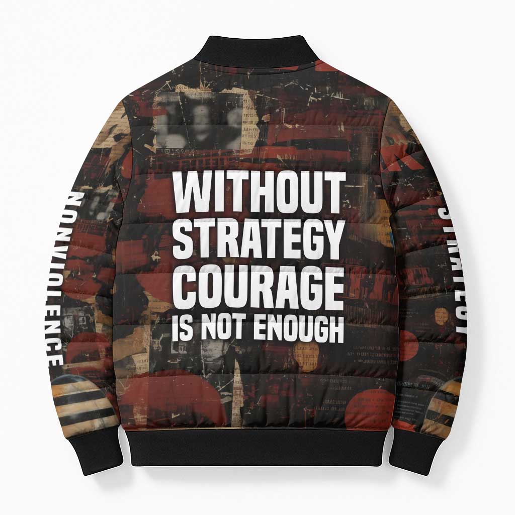 Bayard Rustin Bomber Puffer Jacket with Quiet Architect Design Strategy and Courage Civil Rights Tribute - Wonder Print Shop