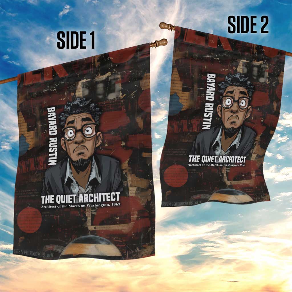Bayard Rustin Garden Flag with Quiet Architect Design Strategy and Courage Civil Rights Tribute - Wonder Print Shop