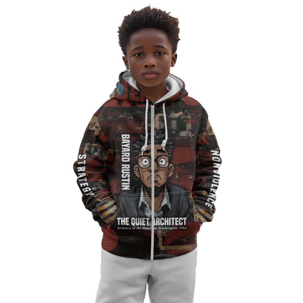 Bayard Rustin Kid Hoodie with Quiet Architect Design Strategy and Courage Civil Rights Tribute - Wonder Print Shop