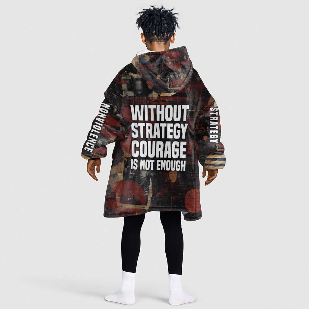 Bayard Rustin Kid Wearable Blanket Hoodie with Quiet Architect Design Strategy and Courage Civil Rights Tribute - Wonder Print Shop