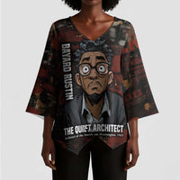 Bayard Rustin Kimono Sleeve Blouse with Quiet Architect Design Strategy and Courage Civil Rights Tribute - Wonder Print Shop