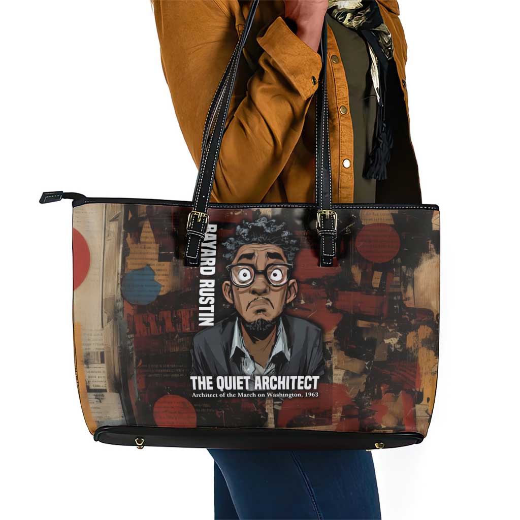 Bayard Rustin Leather Tote Bag with Quiet Architect Design Strategy and Courage Civil Rights Tribute - Wonder Print Shop