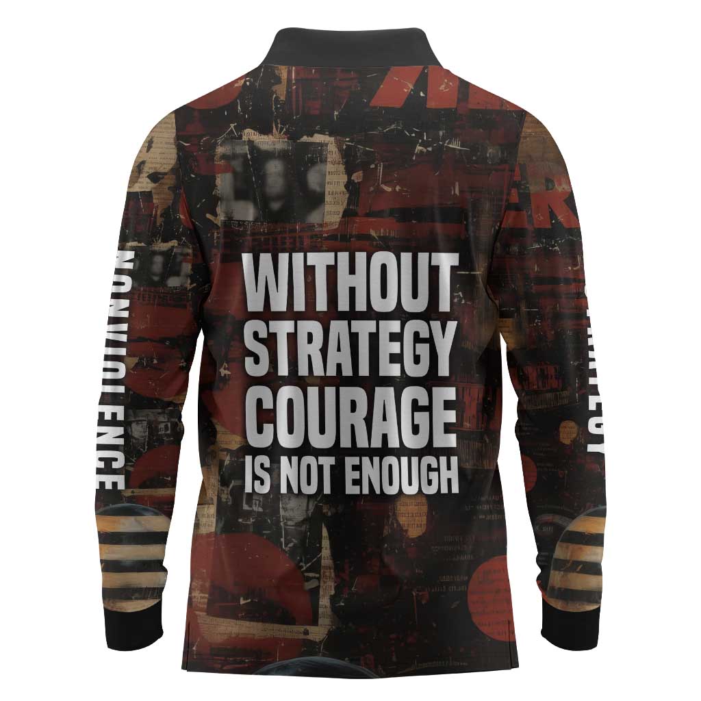 Bayard Rustin Long Sleeve Polo Shirt with Quiet Architect Design Strategy and Courage Civil Rights Tribute - Wonder Print Shop