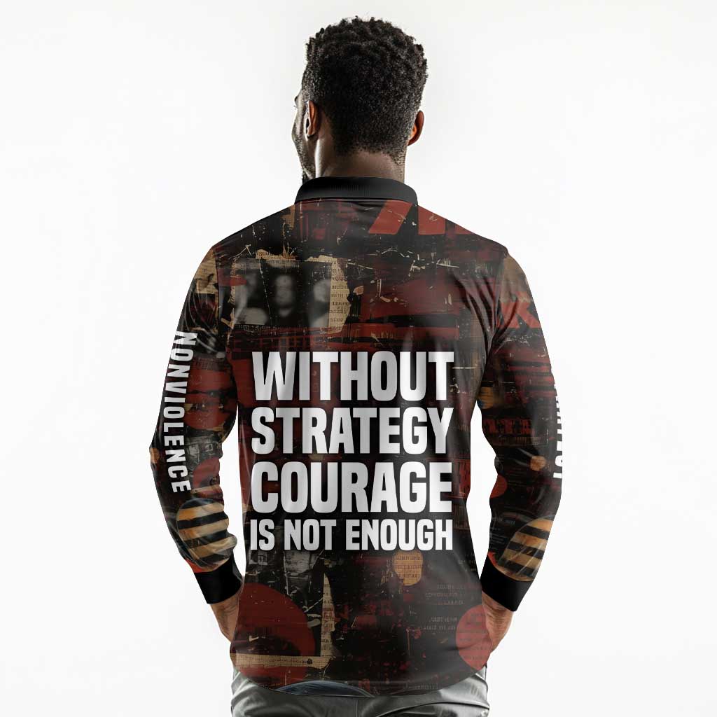 Bayard Rustin Long Sleeve Polo Shirt with Quiet Architect Design Strategy and Courage Civil Rights Tribute - Wonder Print Shop