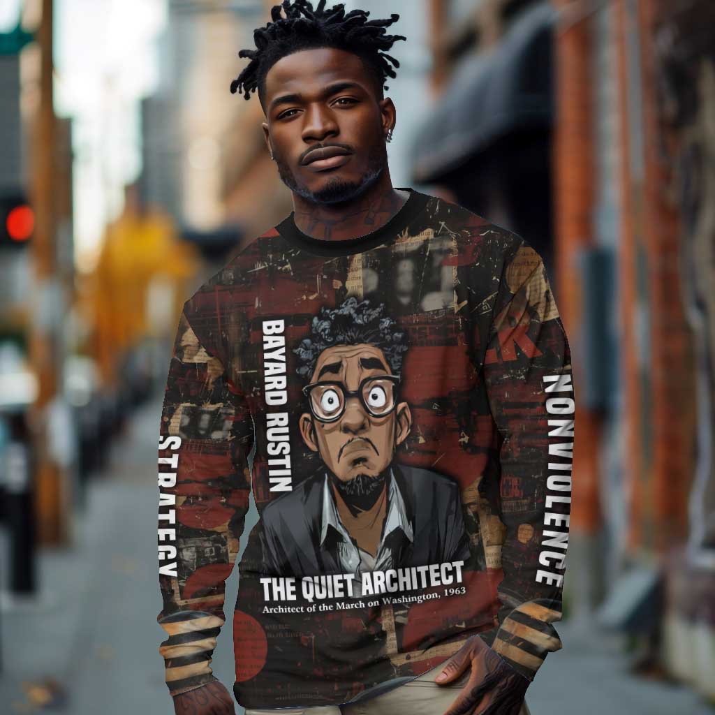 Bayard Rustin Long Sleeve Shirt with Quiet Architect Design Strategy and Courage Civil Rights Tribute - Wonder Print Shop