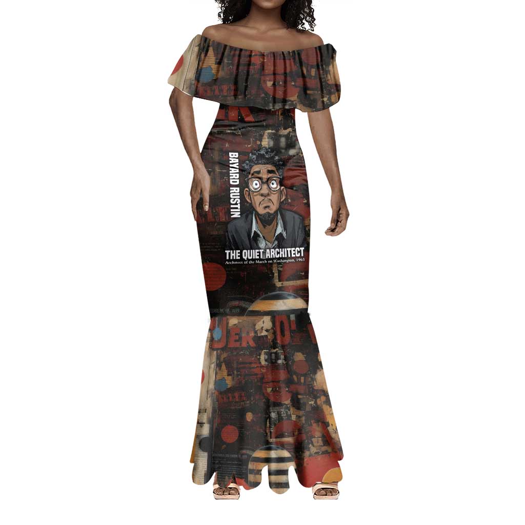 Bayard Rustin Mermaid Dress with Quiet Architect Design Strategy and Courage Civil Rights Tribute - Wonder Print Shop