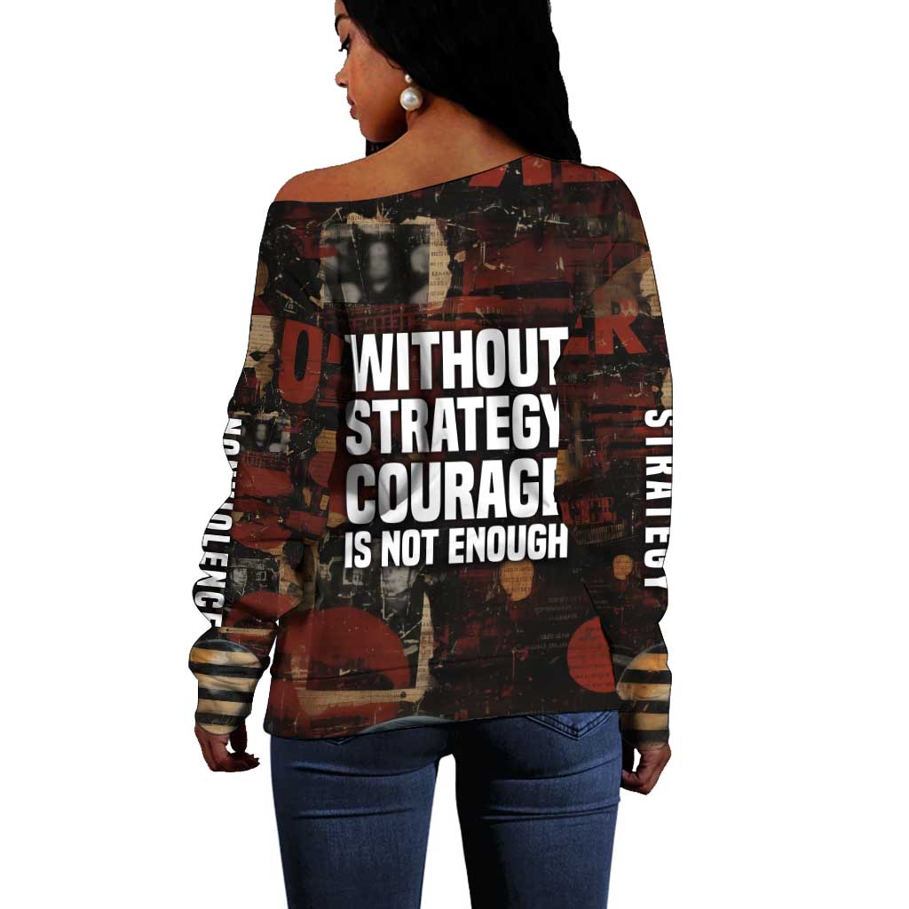 Bayard Rustin Off Shoulder Sweater with Quiet Architect Design Strategy and Courage Civil Rights Tribute - Wonder Print Shop
