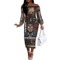 Bayard Rustin Off The Shoulder Long Sleeve Dress with Quiet Architect Design Strategy and Courage Civil Rights Tribute - Wonder Print Shop