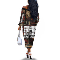 Bayard Rustin Off The Shoulder Long Sleeve Dress with Quiet Architect Design Strategy and Courage Civil Rights Tribute - Wonder Print Shop